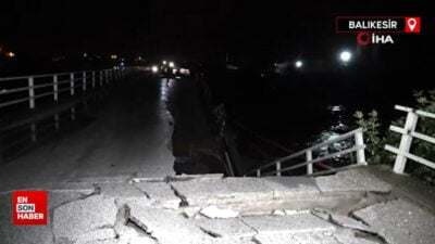 Balıkesir’de sağanak yağış sebebiyle köprü yıkıldı Balıkesir'in Edremit ilçesinde etkili olan